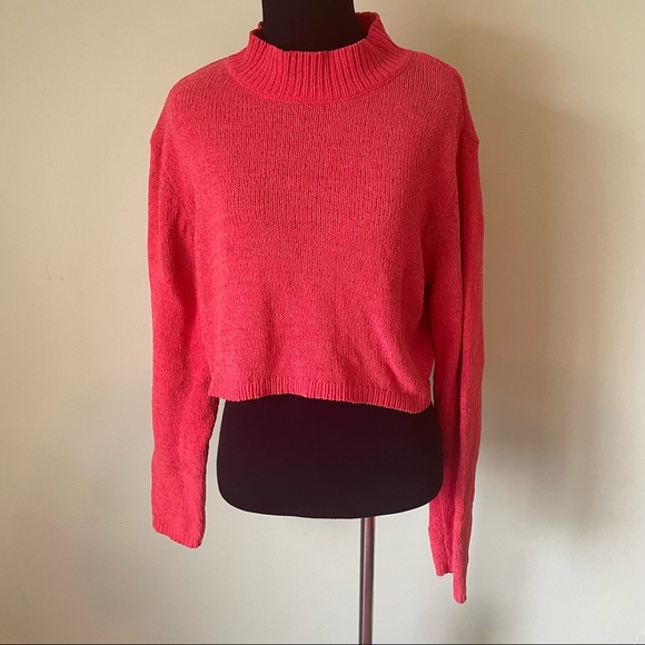 WILD FABLE ORANGE KNIT CROPPED LONG SLEEVE SWEATER SIZE XL - Picture 1 of 5